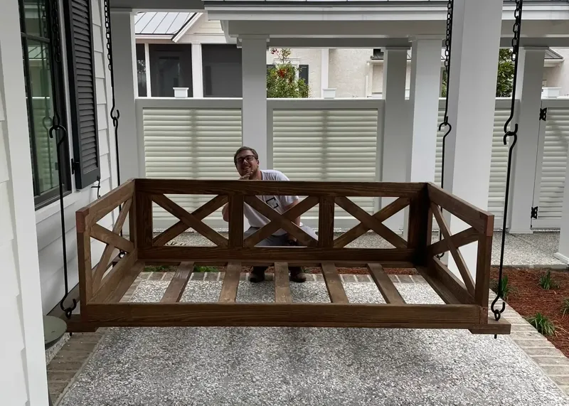 Porch swing installation by Picture Perfect HHI